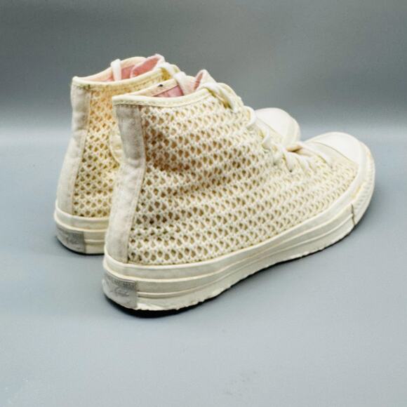 Converse Shoes Womens 9.5 Ivory Chuck Taylor All Star Crochet High Top Sneakers - Picture 7 of 11